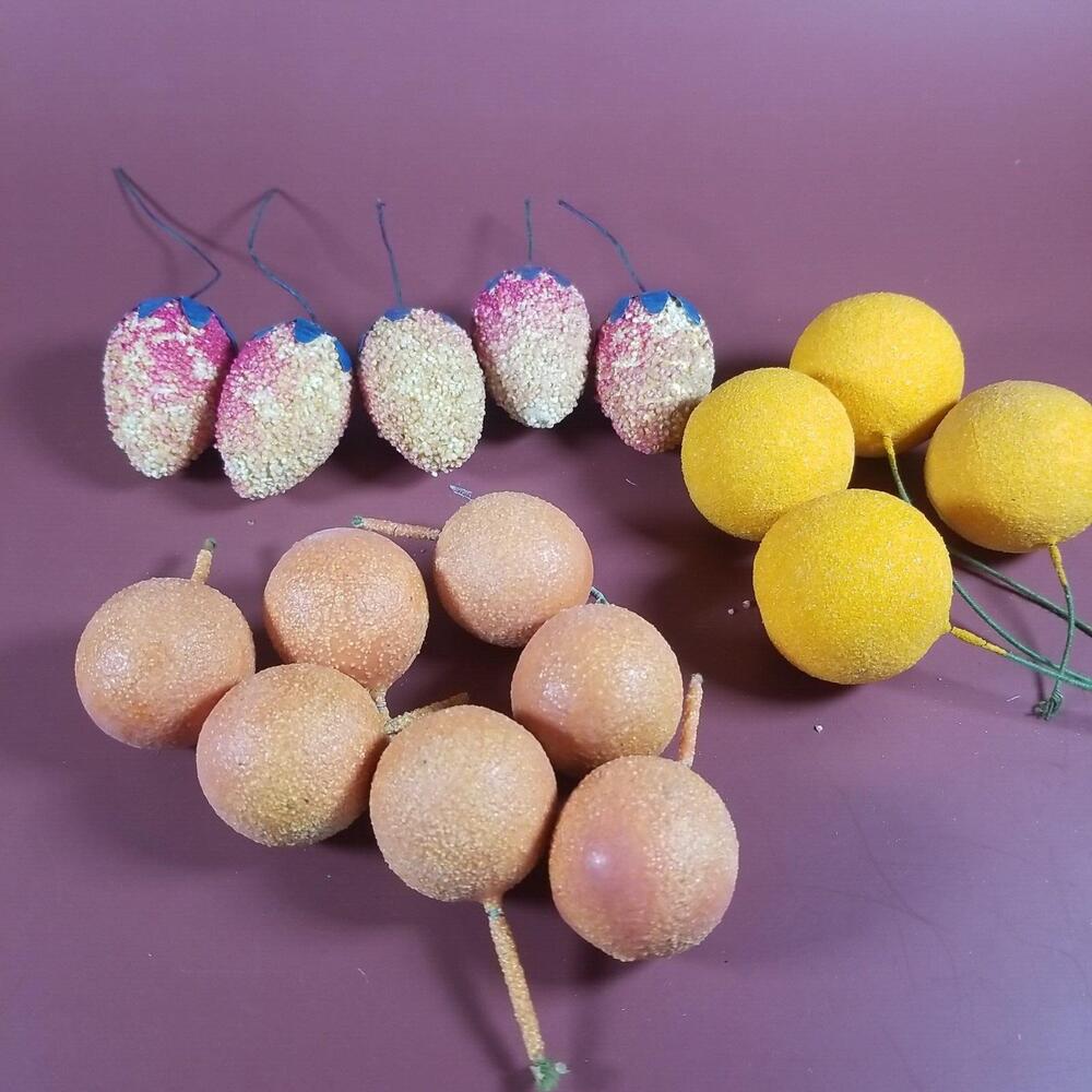 Vintage Oranges And Strawberries Faux Artificial Fruit For Crafts Lot
